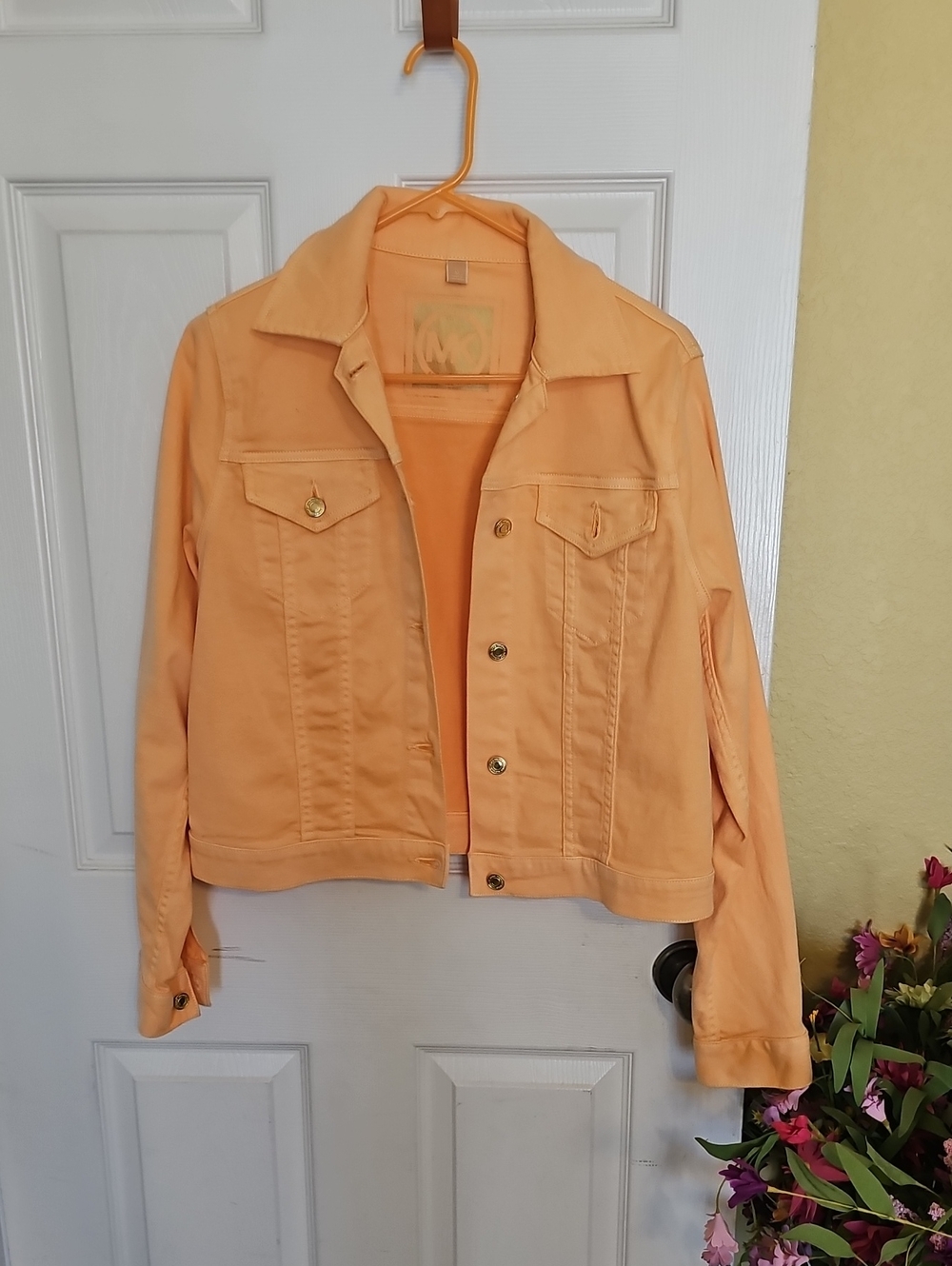 Michael Kors Peach Jean Jacket with Gold-Tone Buttons